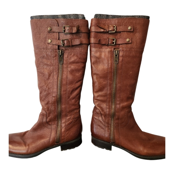 FRANCO SARTO Brown Leather Knee-High Boots Size 9 - Picture 5 of 7